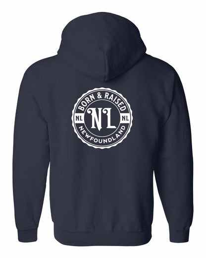 Born & Raised Newfoundland Left Chest And Back Zip Hoodie