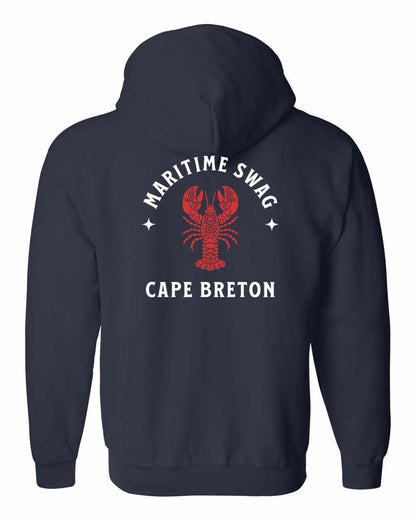 Maritime Swag Cape Breton Mandala Red Lobster Left Chest and Back Zip Hoodie