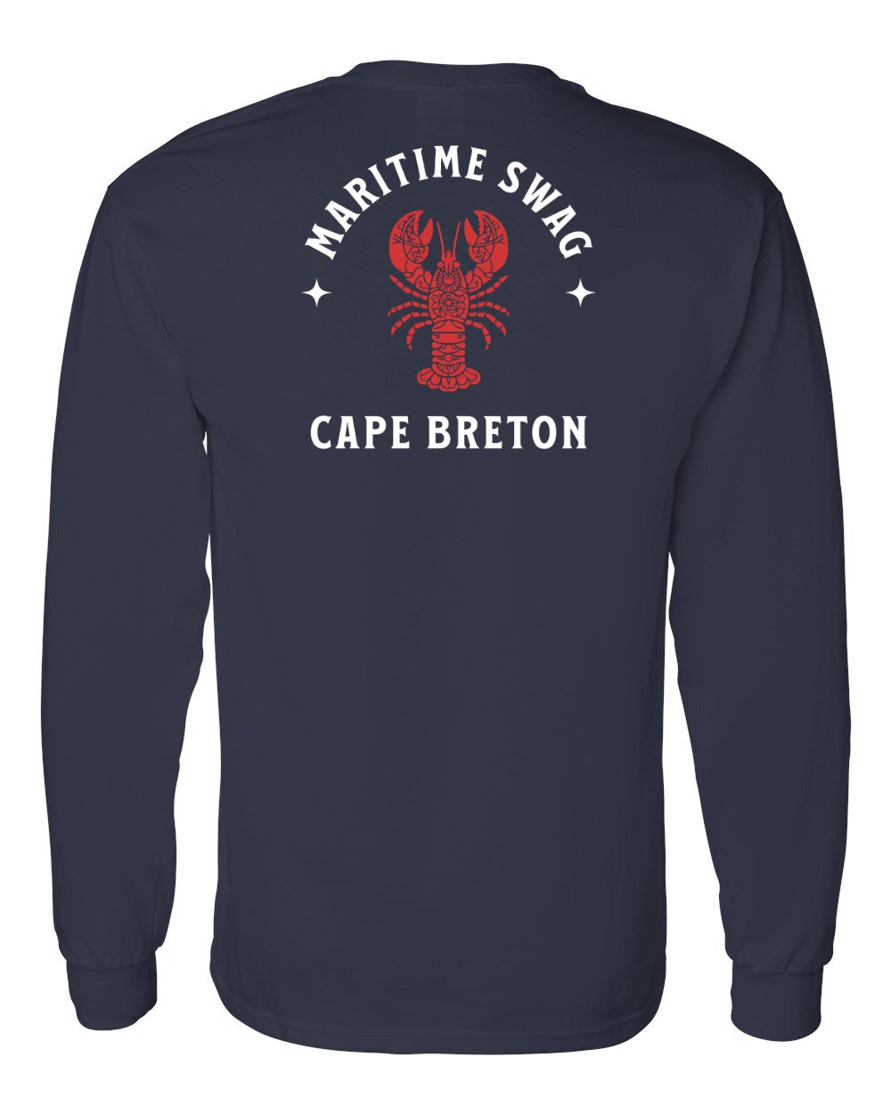 Maritime Swag Cape Breton Mandala Red Lobster Left Chest and Back Long Sleeve Tee