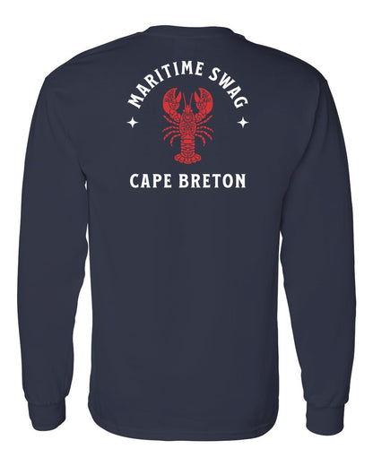 Maritime Swag Cape Breton Mandala Red Lobster Left Chest and Back Long Sleeve Tee