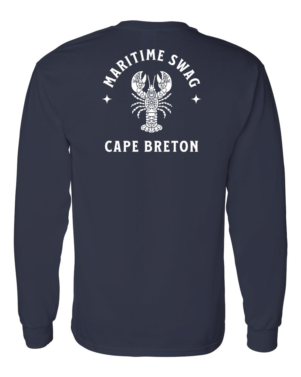 Maritime Swag Cape Breton Mandala white Lobster Left Chest and Back Long Sleeve Tee