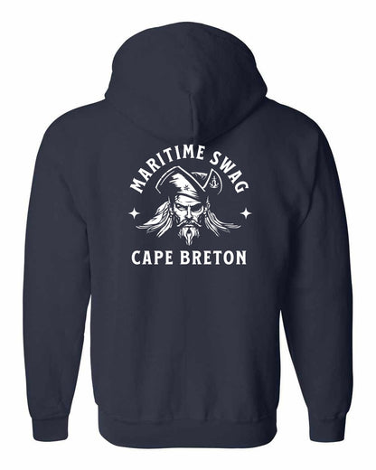 Maritime Swag Cape Breton Pirate Left Chest and Back Zip Hoodie