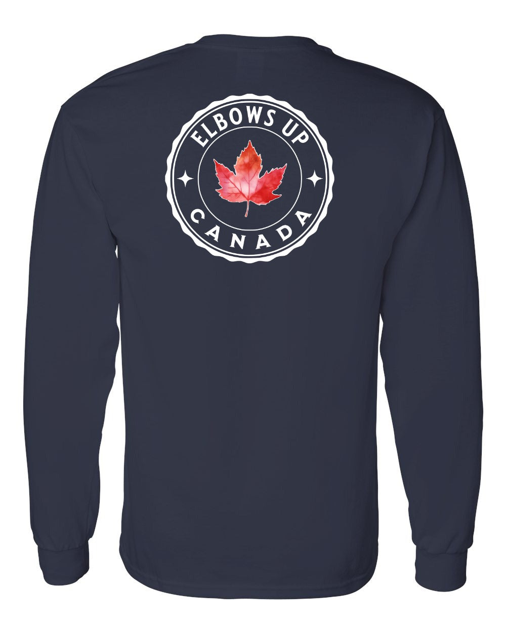 Elbows up Leaf Left Chest and Back Long Sleeve - Gildan Canada (sewn Internationally) - Unisex