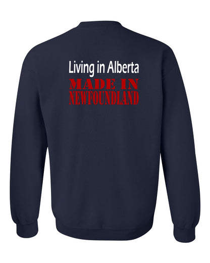 Living Alberta Made in Newfoundland Left Chest and Back Crewneck Sweatshirt