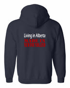 Living Alberta Made in NFLD Left Chest and Back Zip Hoodie - Unisex