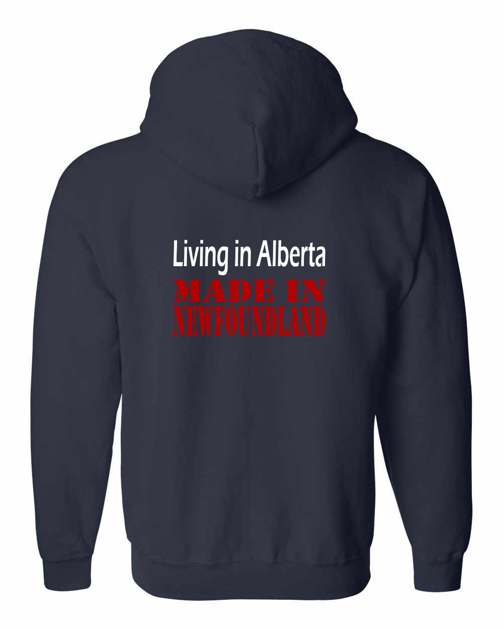 Living Alberta Made in NFLD Left Chest and Back Zip Hoodie - Unisex