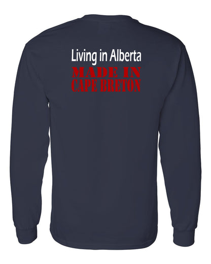 Living Alberta Made in Cape Breton Left Chest and Back Long Sleeve Tee