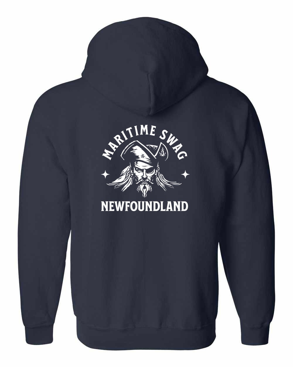 Maritime Swag NFLD Pirate Left Chest and Back Zip Hoodie - Unisex