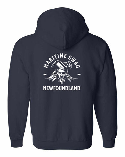 Maritime Swag Newfoundland Pirate Left Chest and Back Zip Hoodie