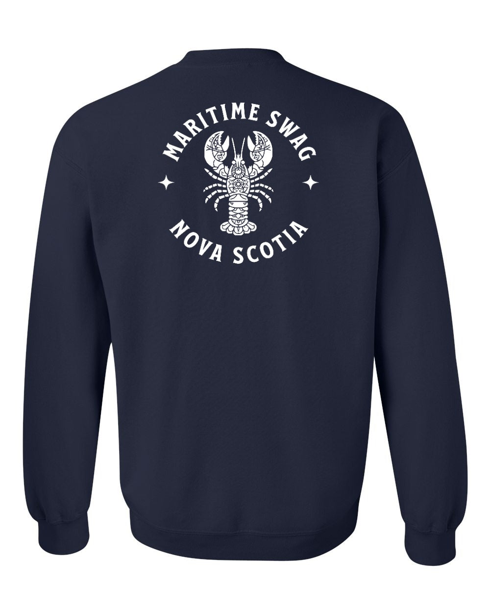 Maritime Swag Nova Scotia Mandala white Lobster Left Chest and Back crew-neck