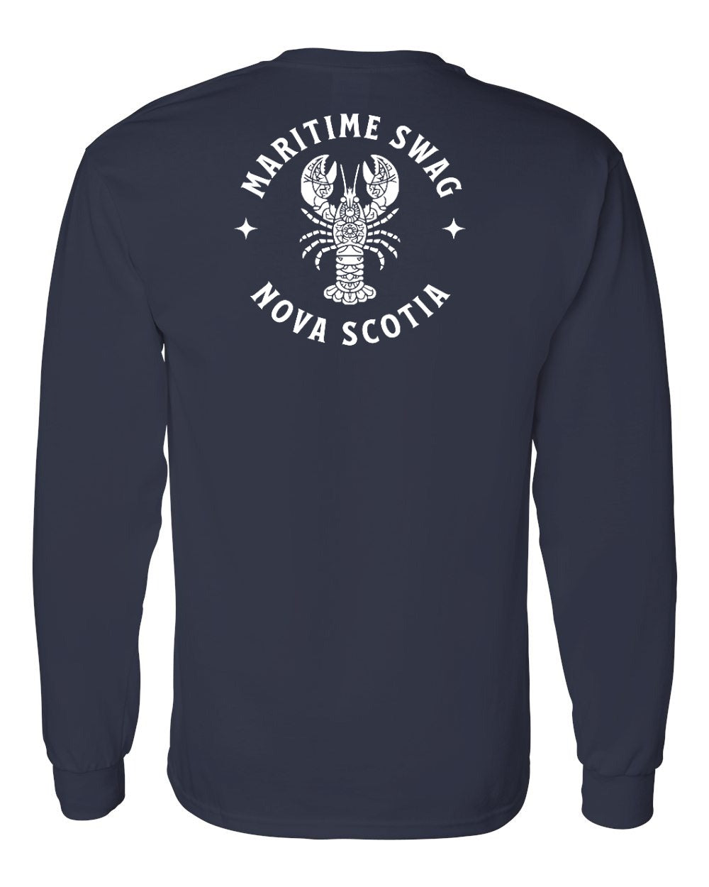 Maritime Swag NS Mandala white Lobster Left Chest and Back Long Sleeve Tee - Unisex