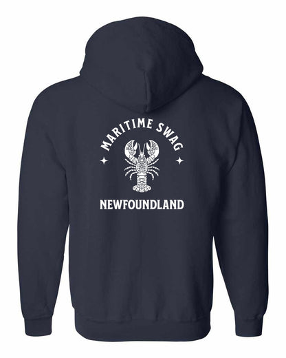 Maritime Swag Newfoundland Mandala white Lobster Left Chest and Back Zip Hoodie