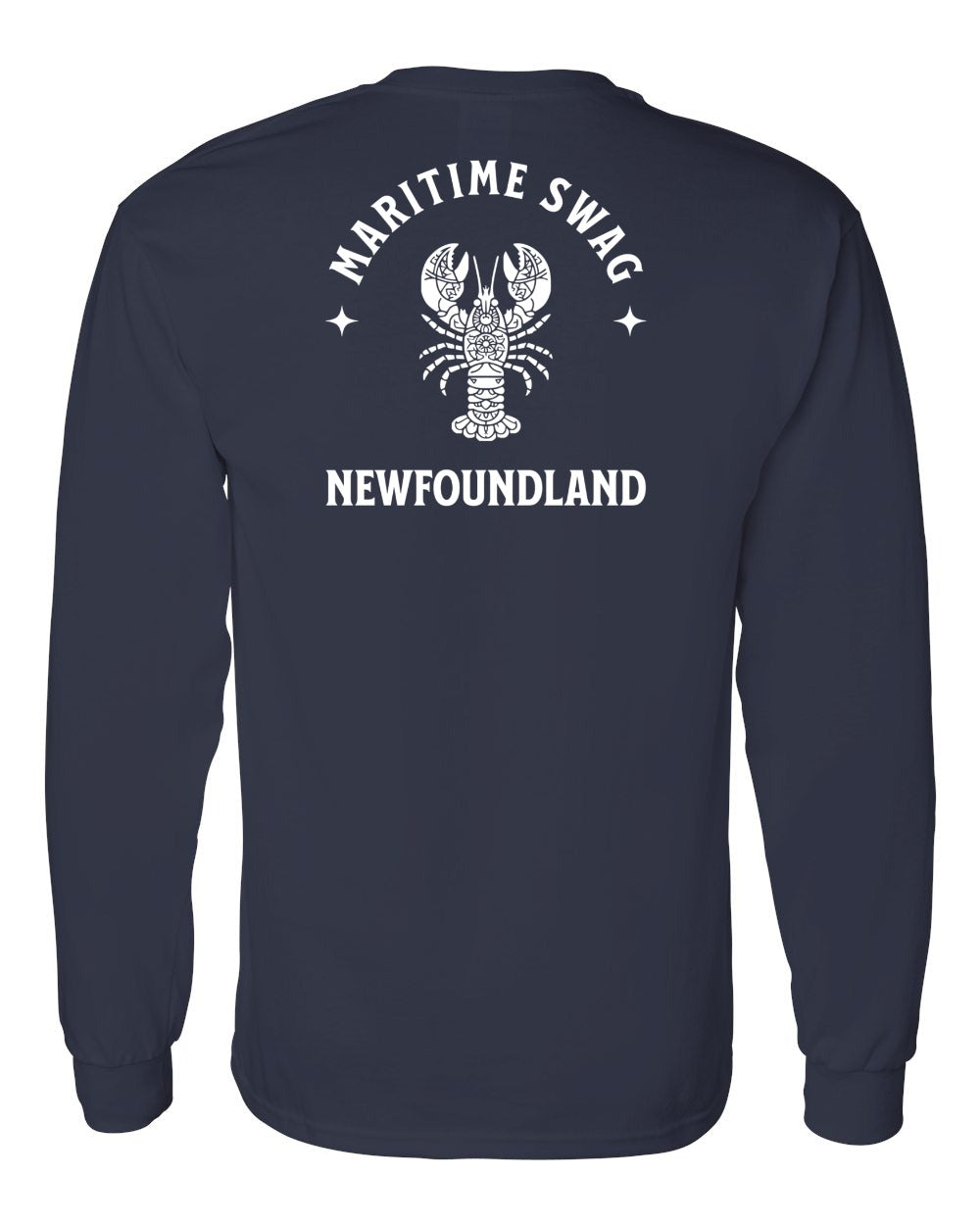 Maritime Swag NFLD Mandala white Lobster Left Chest and Back Long Sleeve - Unisex