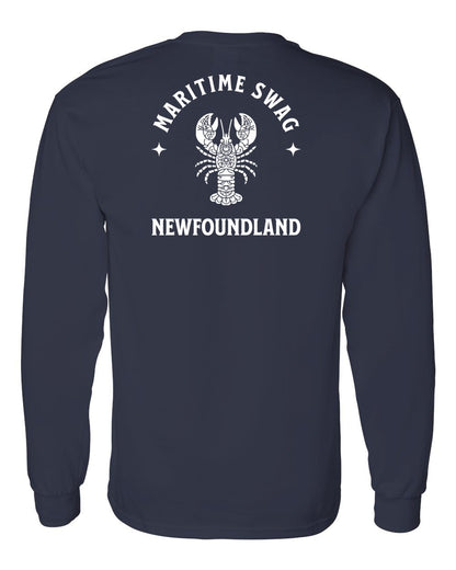 Maritime Swag Newfoundland Mandala white Lobster Left Chest and Back Long Sleeve