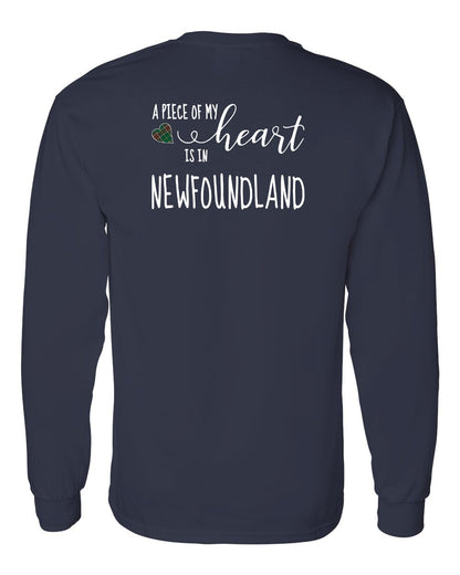 A piece of My heart in Newfoundland (Tartan Heart) Left Chest and Back Long Sleeve