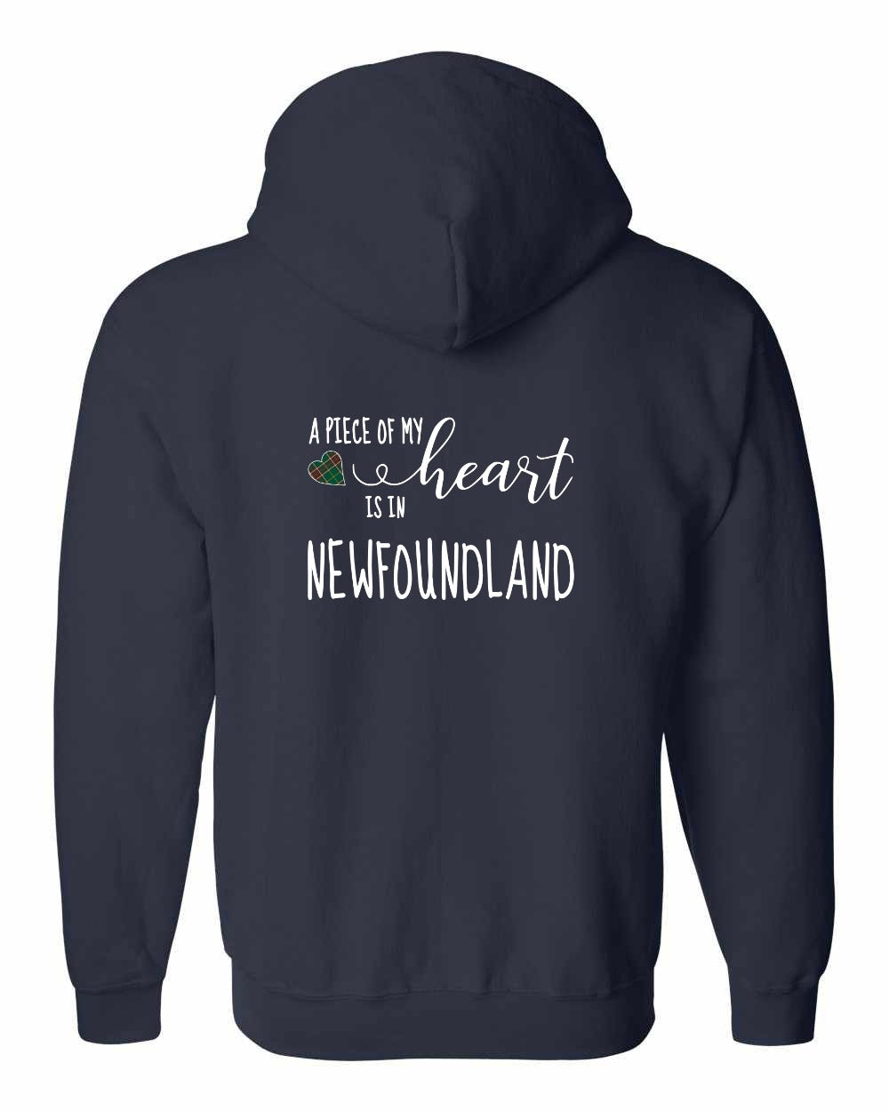 A piece of My heart in Newfoundland (Tartan Heart) Left Chest and Back Zip Hoodie