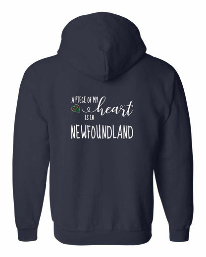 A piece of My heart in Newfoundland (Tartan Heart) Left Chest and Back Zip Hoodie