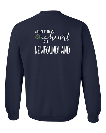 A piece of My heart in Newfoundland (Tartan Heart) Left Chest and Back Crewneck Sweatshirt