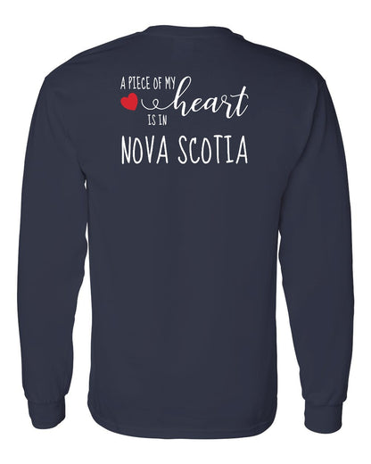 A piece of My heart in Nova Scotia (Red Heart) Left Chest and Back Long Sleeve Tee