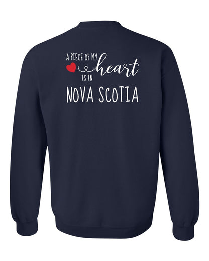 A piece of My heart in Nova Scotia (Red Heart) Left Chest and Back crew-neck