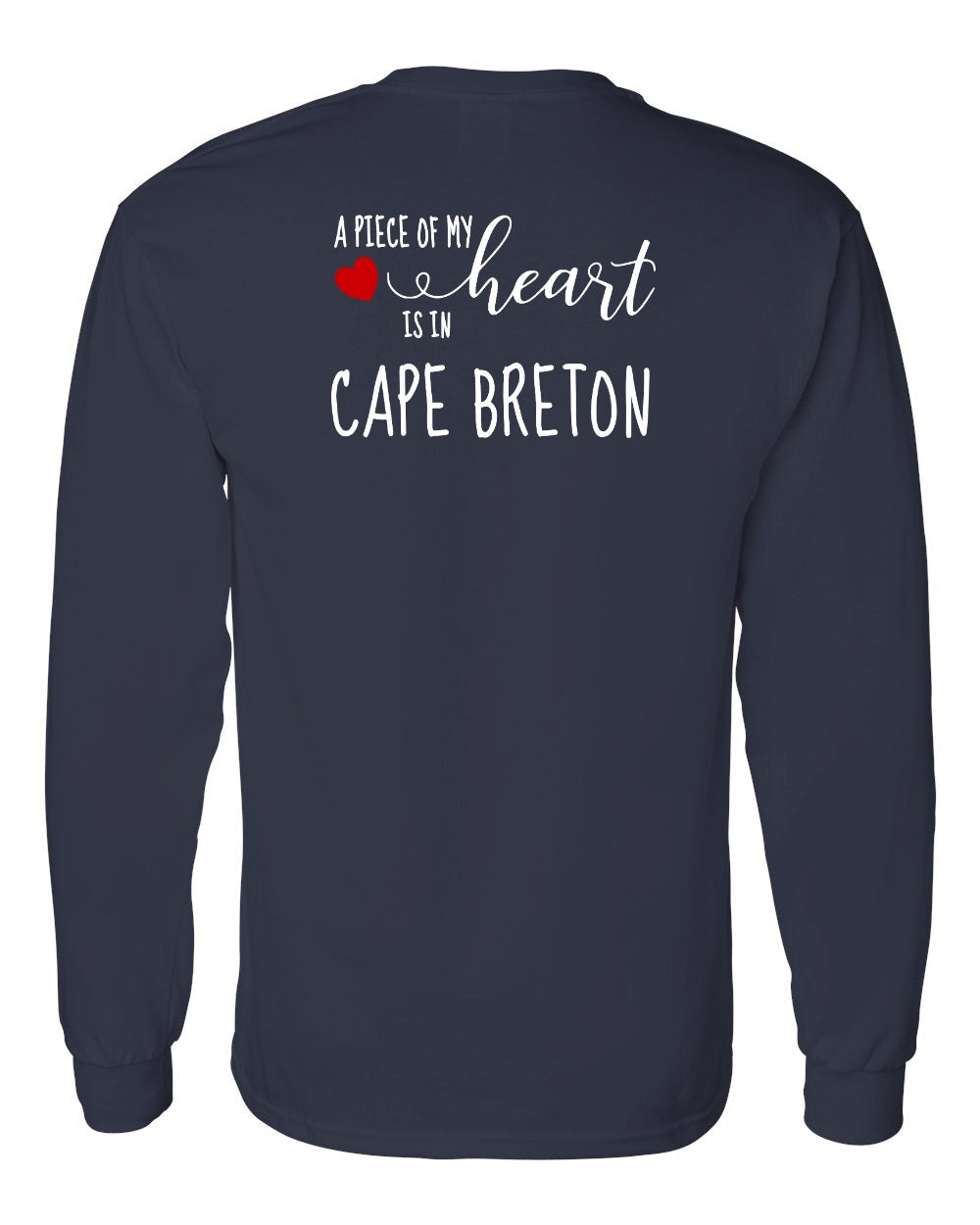 A piece of My heart in Cape Breton (Red Heart) Left Chest and Back Long Sleeve Tee