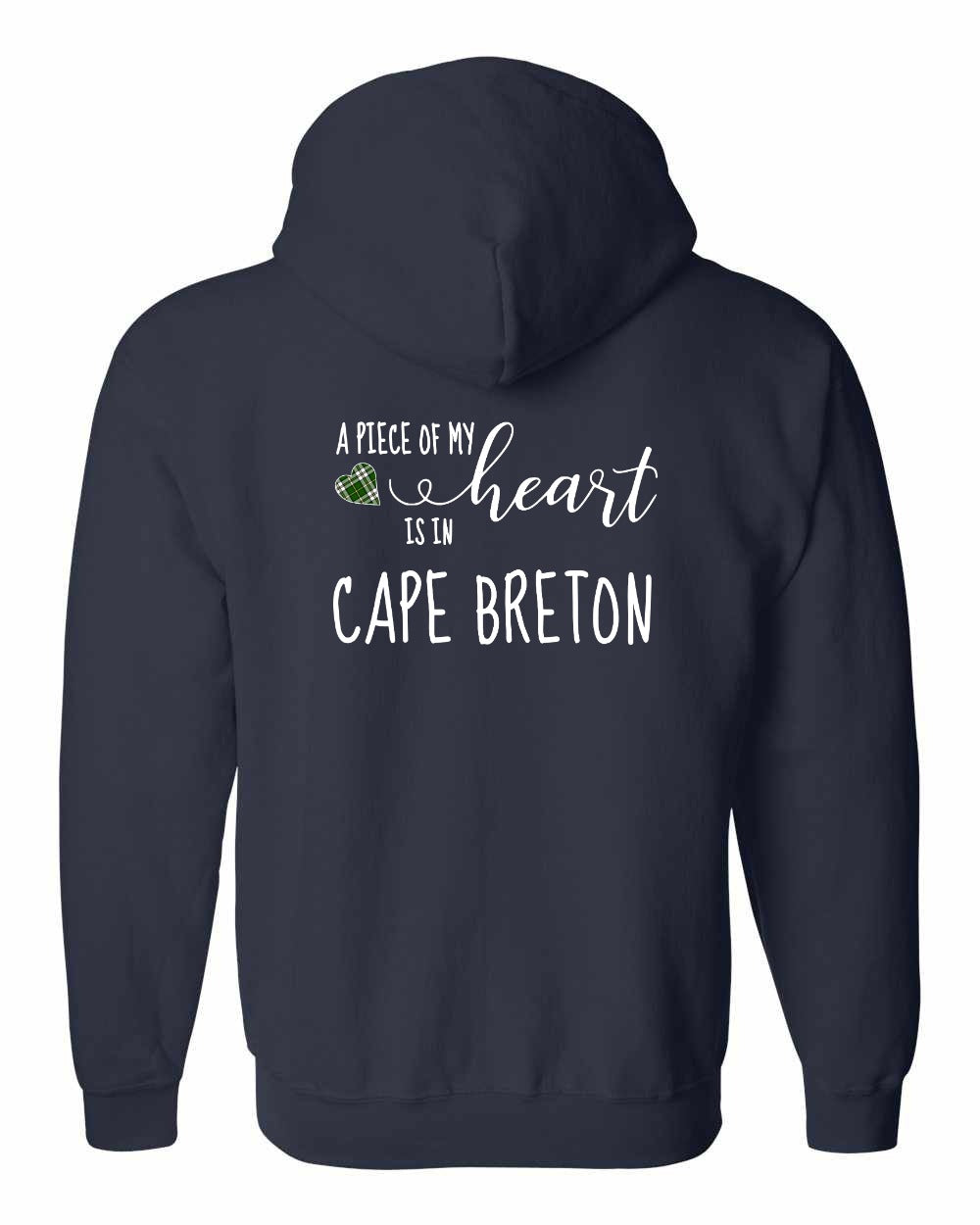 A piece of My heart in Cape Breton (Tartan Heart) Left Chest and Back Zip Hoodie