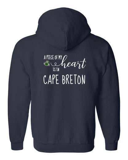 A piece of My heart in Cape Breton (Tartan Heart) Left Chest and Back Zip Hoodie