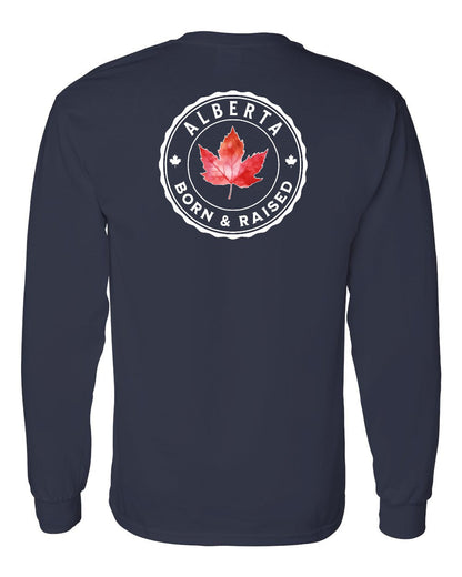 Born And Raised Alberta Left Chest and Back Long Sleeve