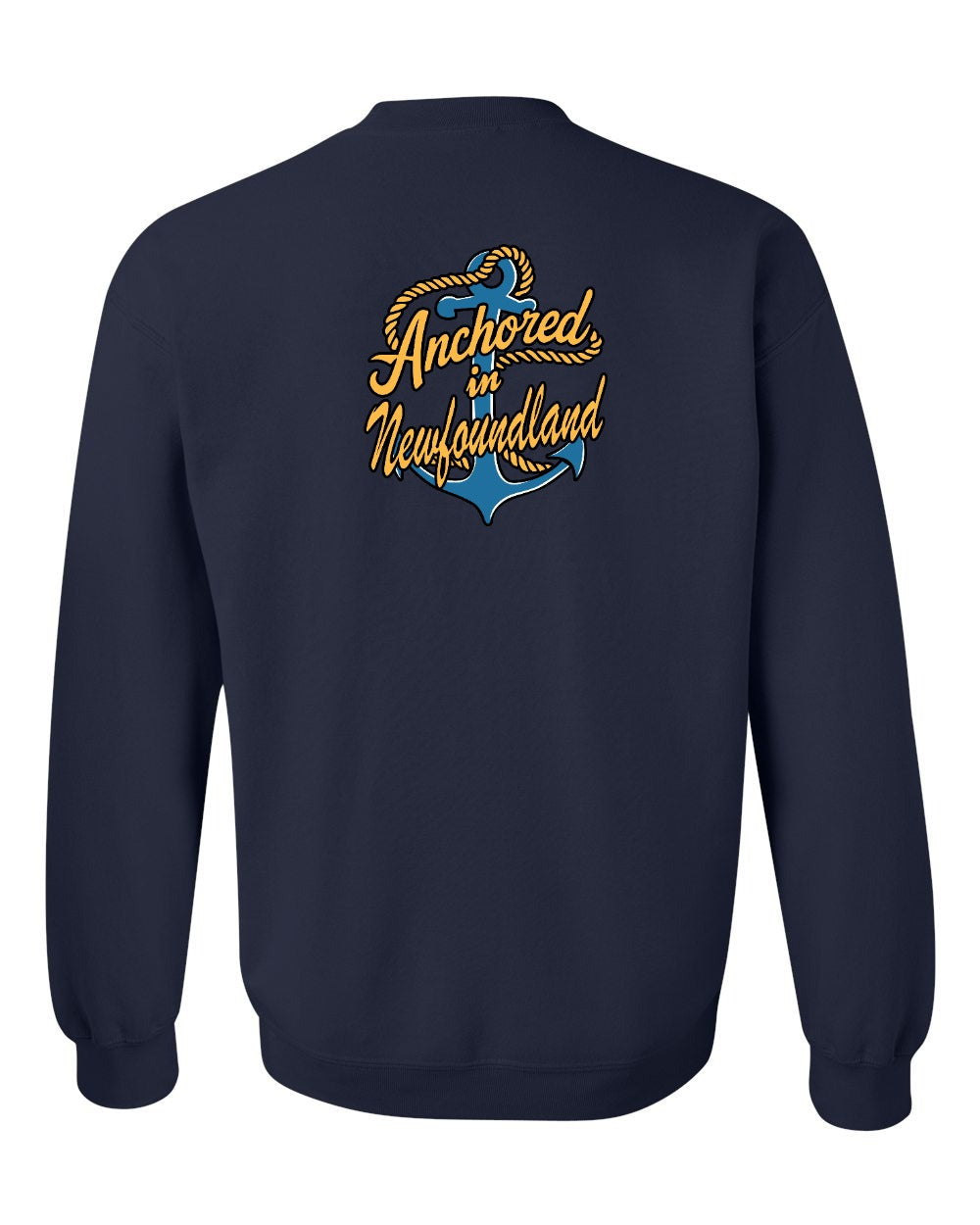Anchored in Newfoundland (New Design) Left Chest and Back Crewneck Sweatshirt