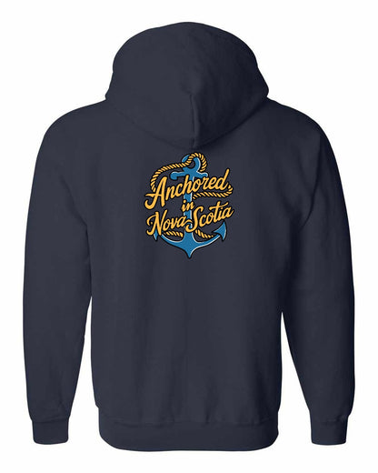 Anchored in Nova Scotia (New Design) Left Chest and Back zip-hoodie