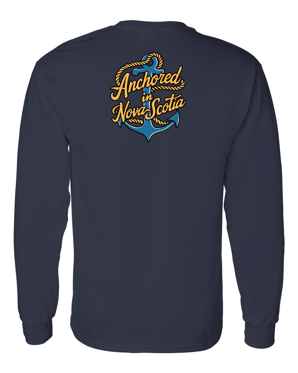 Anchored in Nova Scotia (New Design) Left Chest and Back Long Sleeve Tee