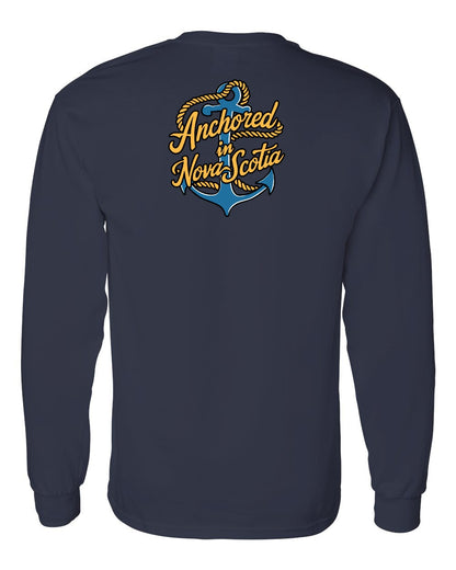 Anchored in Nova Scotia (New Design) Left Chest and Back Long Sleeve Tee