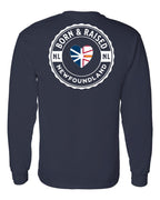 Born and Raised NFLD Heart Flag Left Chest & Back Long Sleeve Tee - Unisex