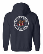 Calm Cool Moose and Beaver Left Chest and Back Zip Hoodie - Gildan Canada (sewn Internationally) - Unisex