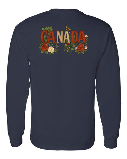 Canada Flowers Left Chest and Back Long Sleeve