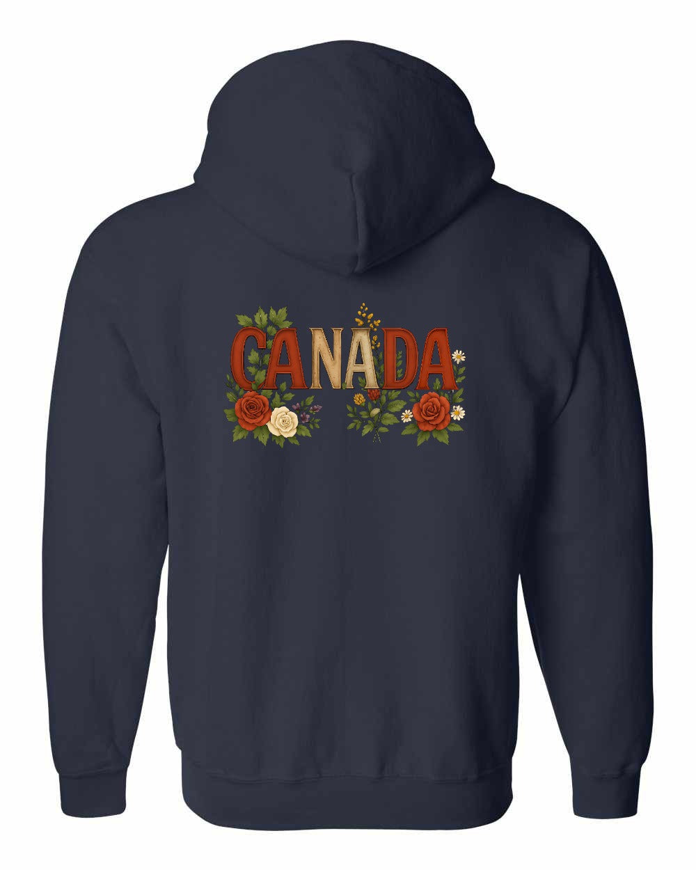 Canada Flowers Left Chest and Back Zip Hoodie - Gildan Canada (sewn Internationally) - Unisex