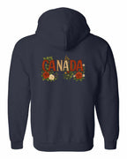 Canada Flowers Left Chest and Back Zip Hoodie - Gildan Canada (sewn Internationally) - Unisex