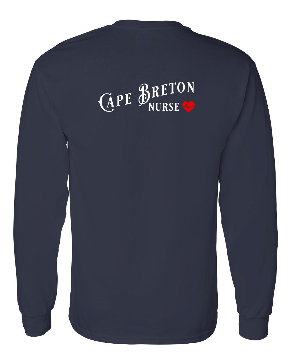 Cape Breton Nurse Left Chest and Back Long Sleeve Tee