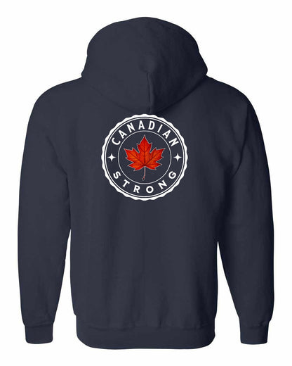 Canadian Strong Leaf Left Chest and Back Zip Hoodie - Gildan Canada (sewn Internationally)