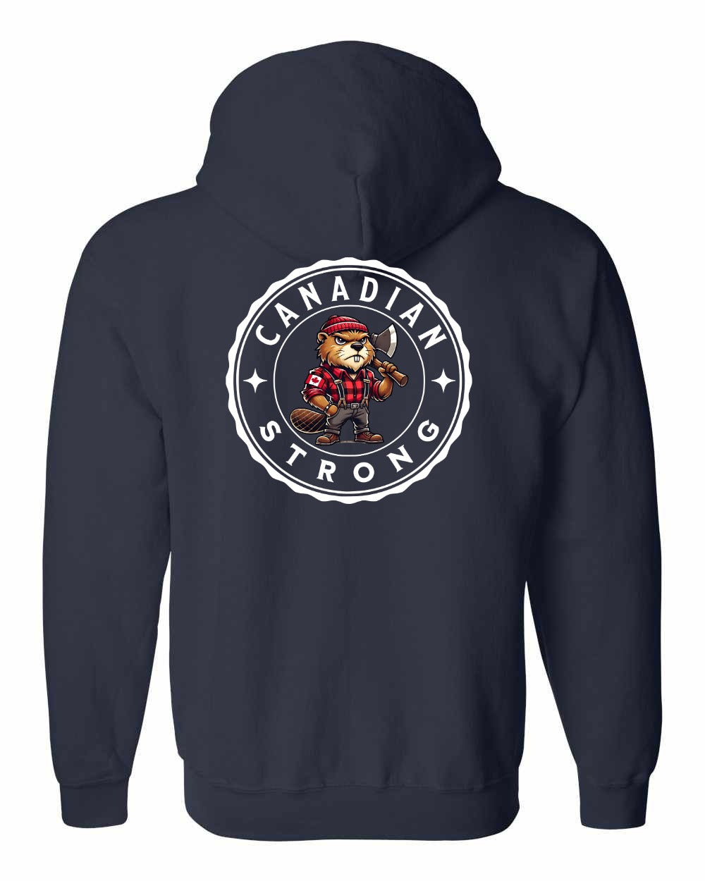 Canadian Strong Beaver Left Chest and Back Zip Hoodie - Gildan Canada (sewn Internationally) - Unisex