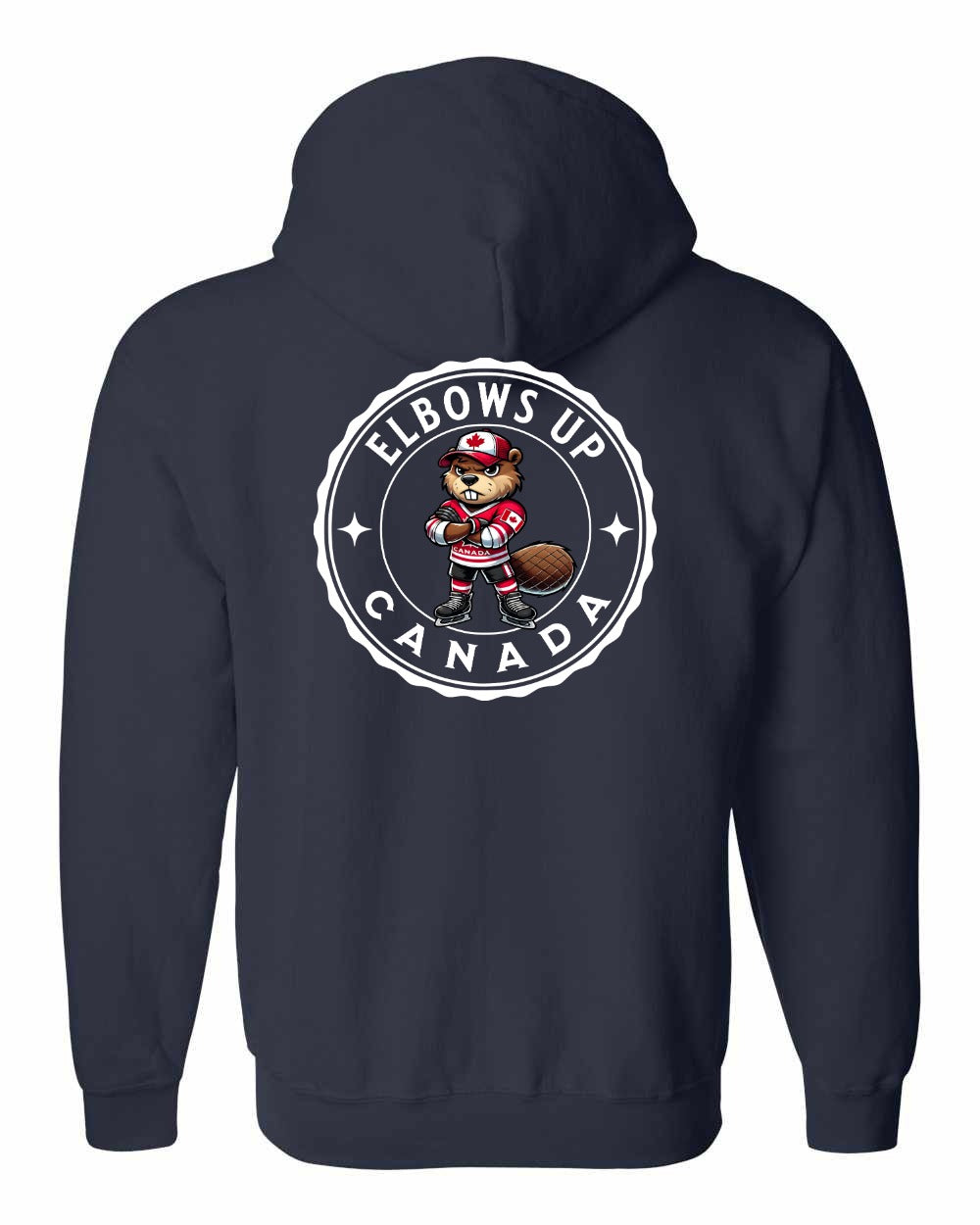 Elbows up Beaver Left Chest and Back Zip Hoodie - Gildan Canada (sewn Internationally) - Unisex