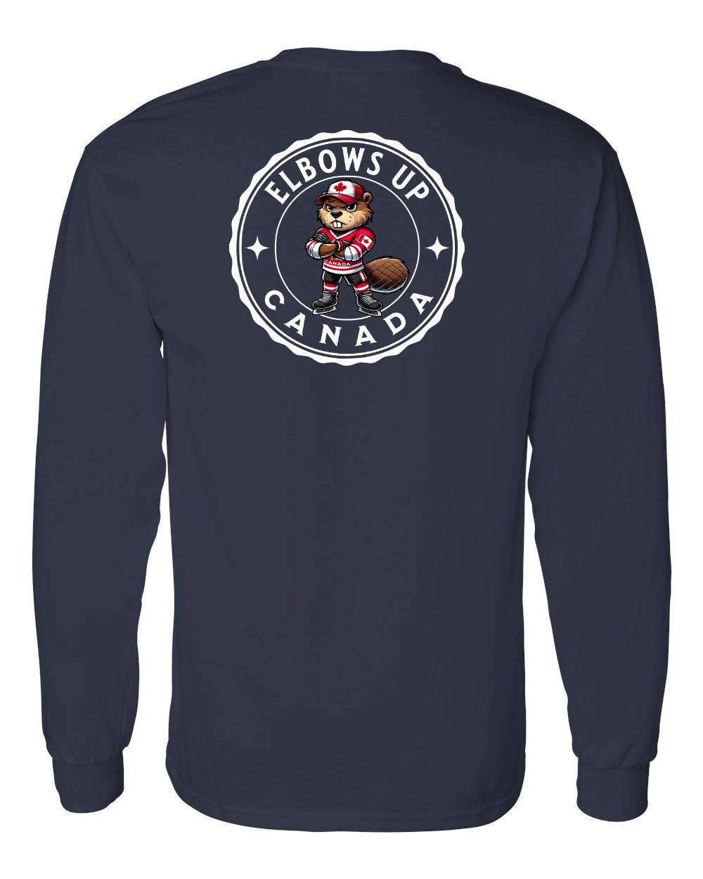 Elbows up Beaver Left Chest and Back Long Sleeve