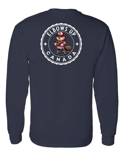 Elbows up Beaver Left Chest and Back Long Sleeve