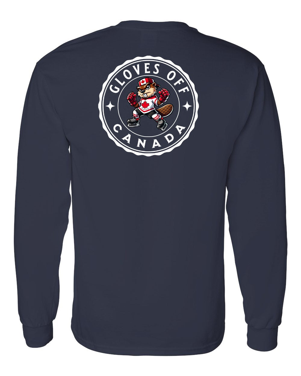 Gloves Off Beaver Left Chest and Back Long Sleeve - Gildan Canada (sewn Internationally) - Unisex