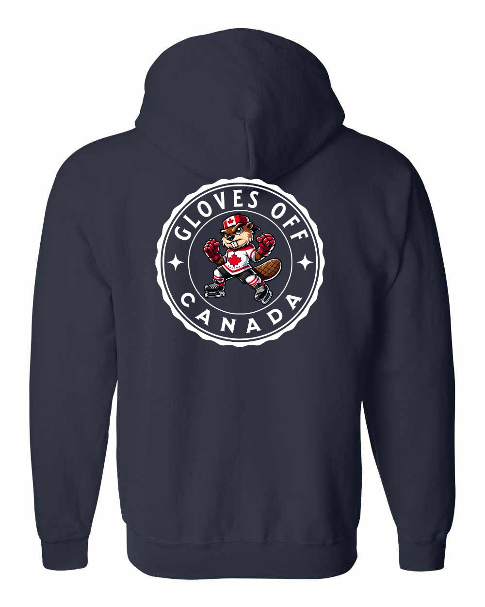 Gloves Off Beaver Left Chest and Back Zip Hoodie - Gildan Canada (sewn Internationally) - Unisex