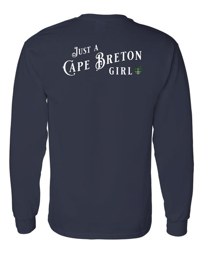 Just a Cape Breton Girl Tartan Left Chest and Back Long Sleeve Tee
