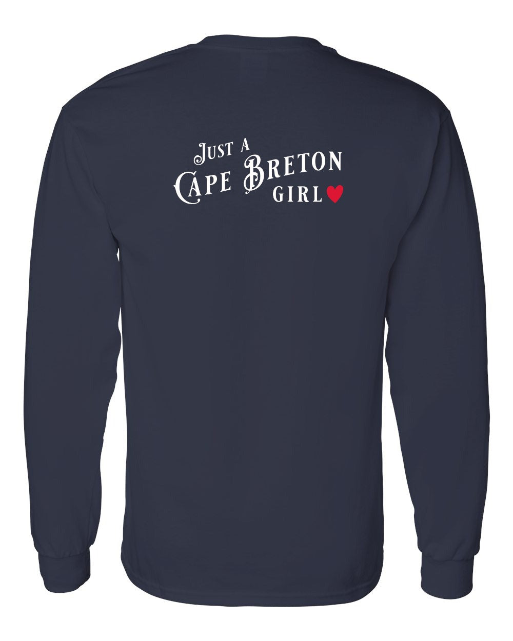 Just a CB Girl Red Heart Left Chest and Back Long Sleeve Tee - Unisex