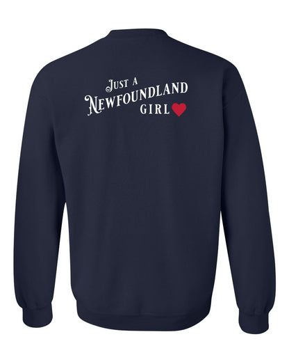 Just a Newfoundland Girl Left Chest and Back Crewneck Sweatshirt