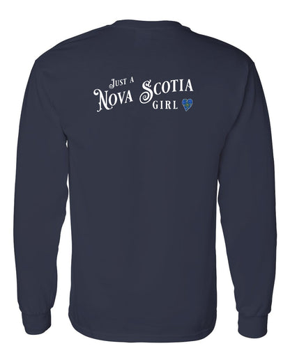 Just a Nova Scotia Girl Tartan Left Chest and Back Long Sleeve Tee