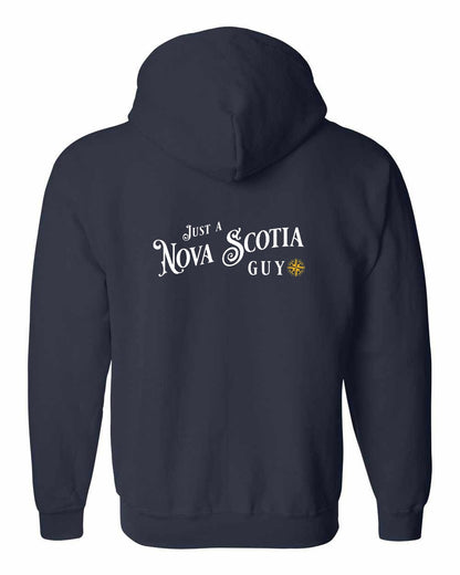 Just a Nova Scotia Guy yellow Left Chest and Back zip-hoodie